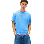 Tommy Hilfiger Jeans T-Shirt Uomo Blu Stampa Cotone Organico - AbbiMar