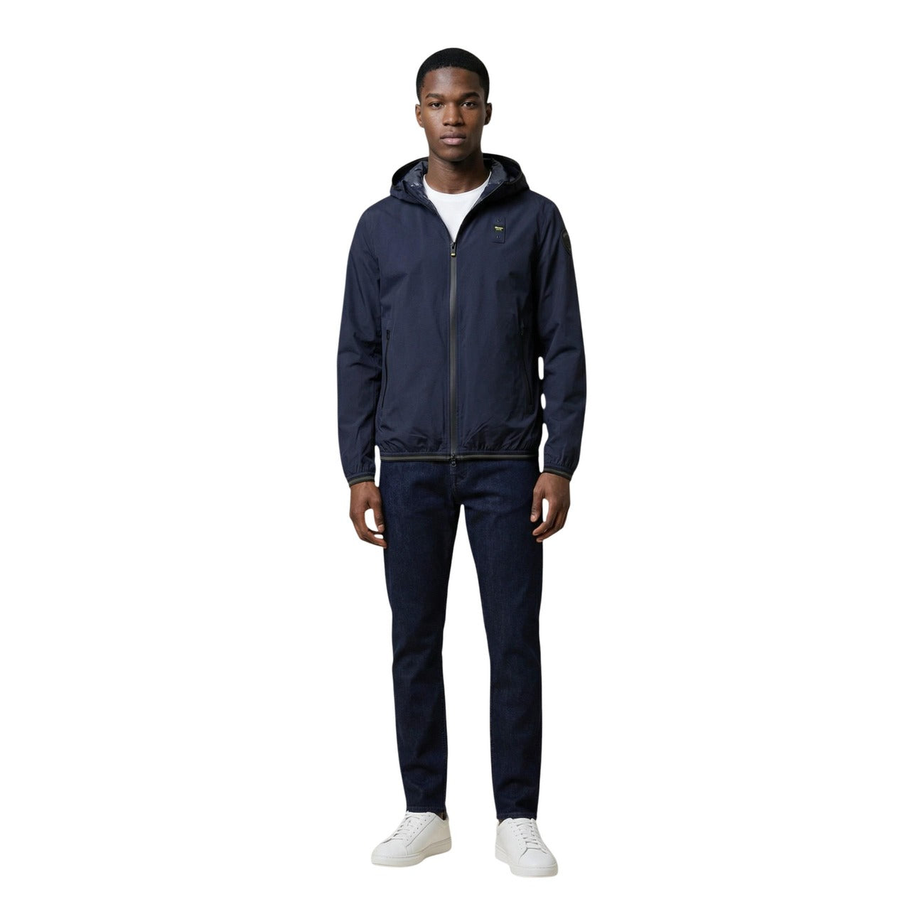 Blauer Giacca Uomo Blu Cappuccio Cerniera Tasche - AbbiMar