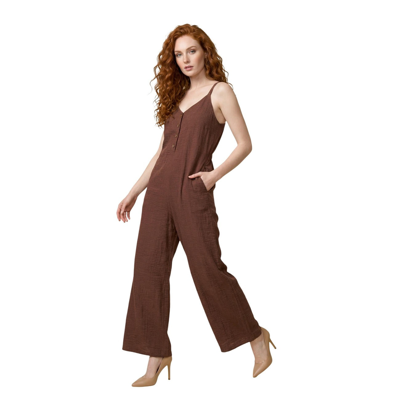 Artigli Tuta Donna Marrone Spalline Scollo V Made in Italy - AbbiMar