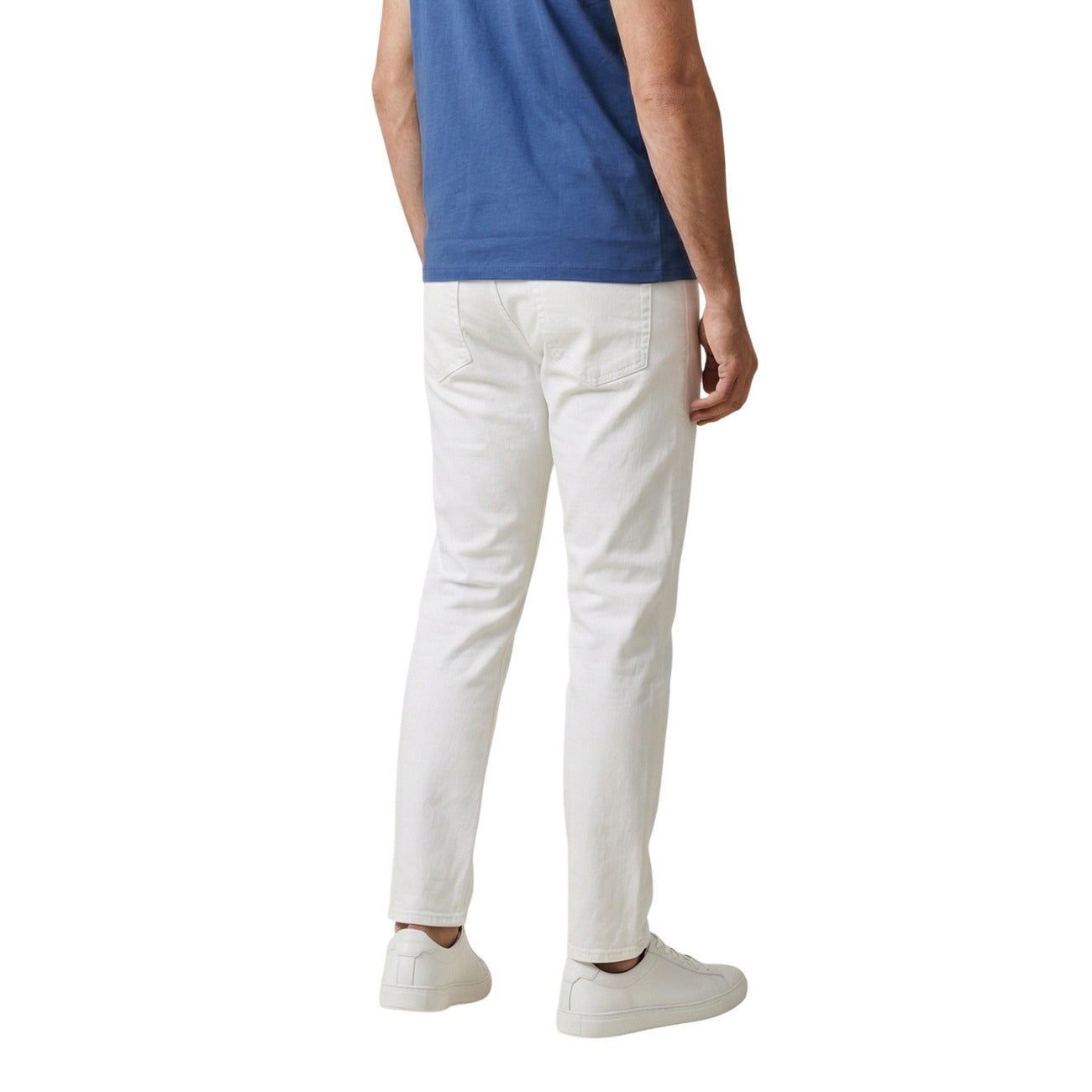 Calvin Klein Jeans Pantaloni Uomo Bianco Cotone Zip Tasche - AbbiMar