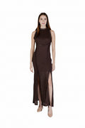 Guess Abito Donna Marrone Smanicato Scollo Alto Cerniera - AbbiMar