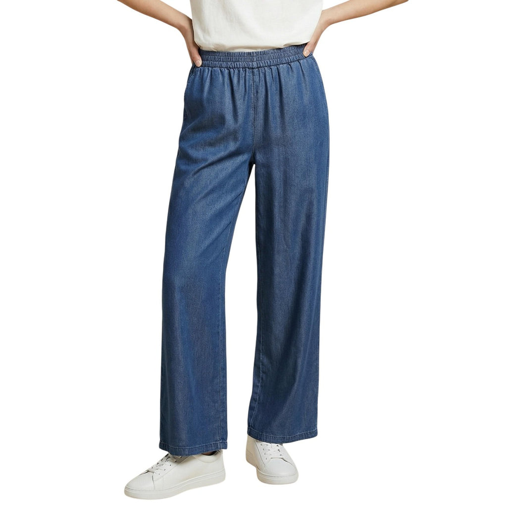 Only Pantaloni Donna Blu Lyocell Tasche Anteriori