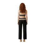 Artigli Top Donna Beige Righe Lurex Smanicato - AbbiMar