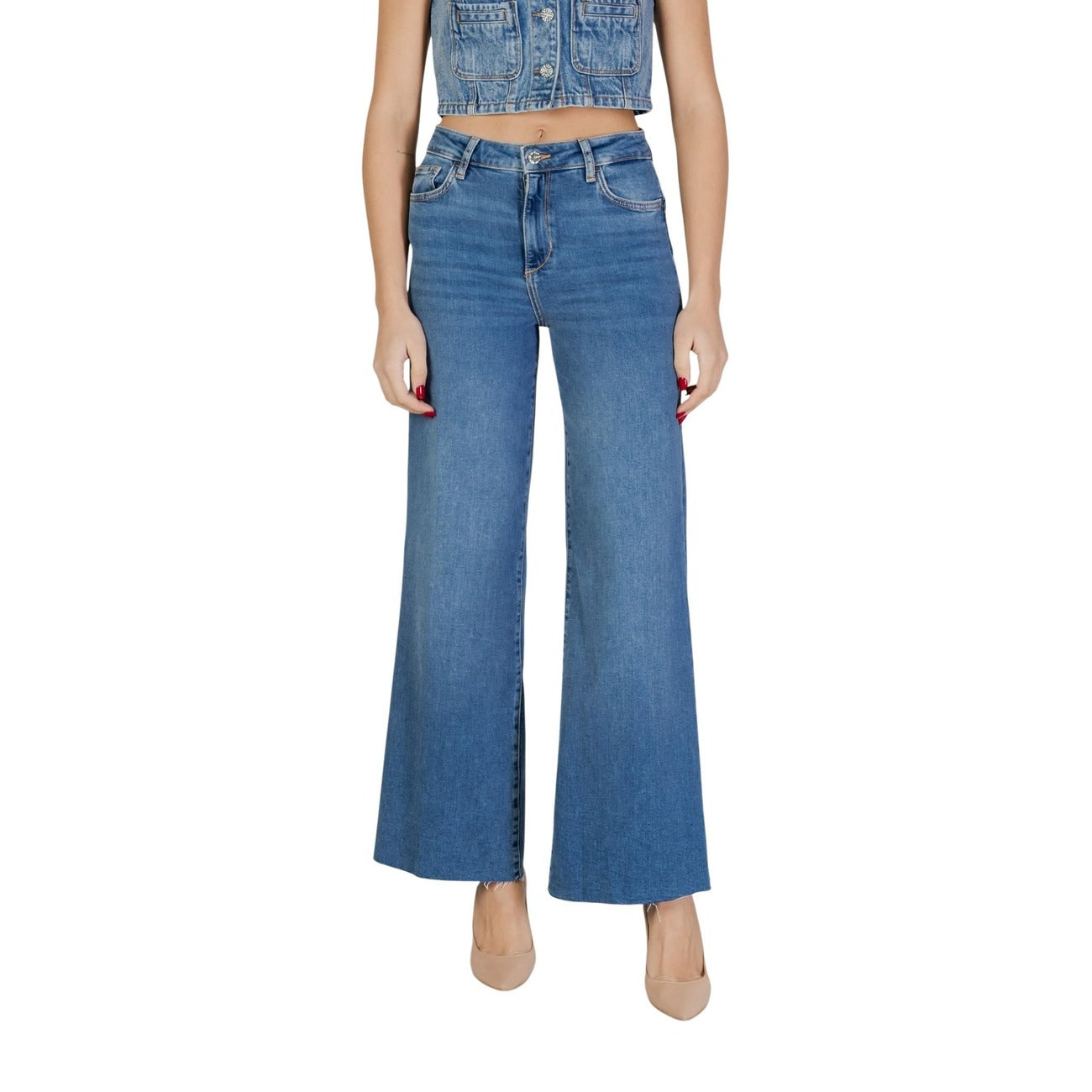 Liu Jo Jeans Donna Blu Cotone Elastan Zip Bottone