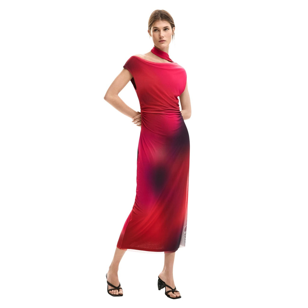 Desigual Abito Donna Fuxia Smanicato Scollo a Barca - AbbiMar