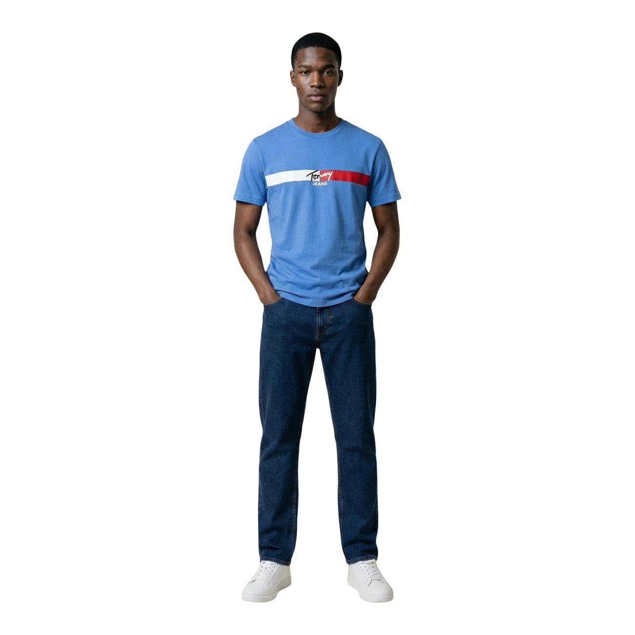 Tommy Hilfiger Jeans T-Shirt Uomo Turchese Stampa Cotone Organico - AbbiMar