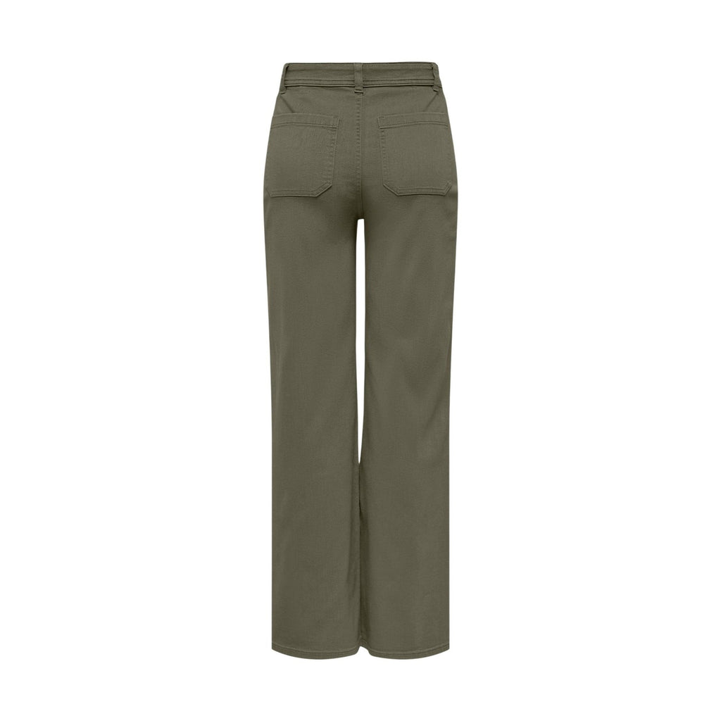 Jacqueline De Yong Pantaloni Donna Verde Zip Bottone Cotone - AbbiMar