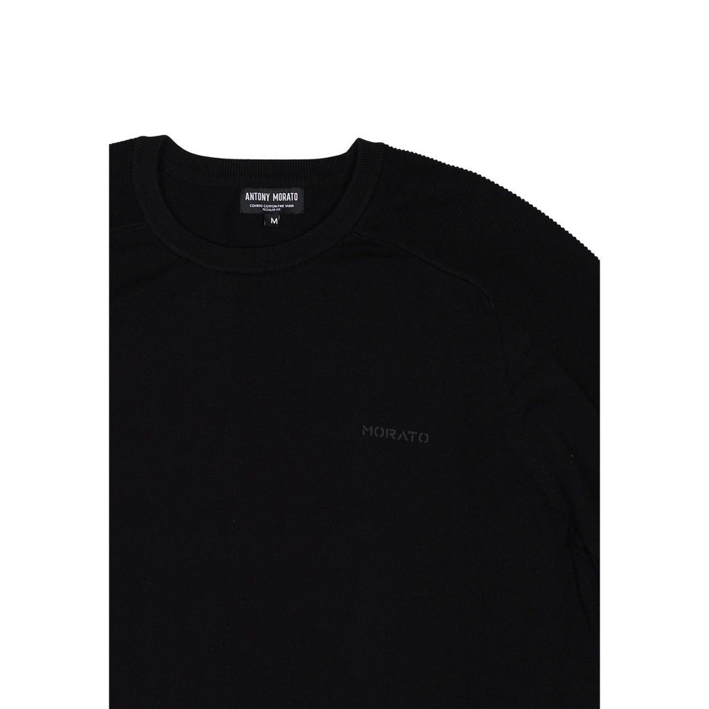 Antony Morato Maglia Uomo Nero Cotone Maniche Lunghe Scollo Tondo - AbbiMar