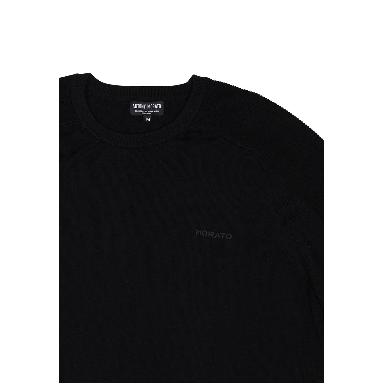 Antony Morato Maglia Uomo Nero Cotone Maniche Lunghe Scollo Tondo - AbbiMar